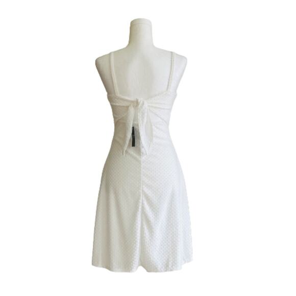 Olivia Rae Dress White Texture Swiss Dot Sleeveless Back Knot Tie Mini Small - Picture 5 of 10